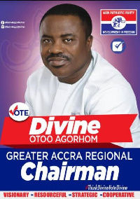 Divine  Otoo Agorhom, aspiring candidate for Greater Accra Regional Chairman