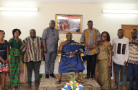 A group picture of the Omanhene and some executives from UniMaC-IJ