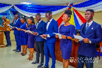 The student leaders taking their oath of office