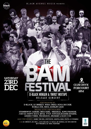 The BAM festival, Hunger and Thirst Mixtape release concert is scheduled for December 23