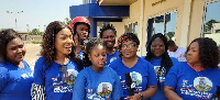 Members of the NPP Loyal Ladies volunteer group presenting the motorbikes to the party