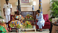 Otumfuo Osei Tutu II with president of Trinidad and Tobago, Christine Kangaloo