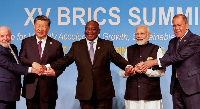 The leaders of the BRICS countries at a summit