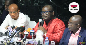 Kenneth Ashigbey, Managing Director GCGL, Mustapha Hamid at the press conference