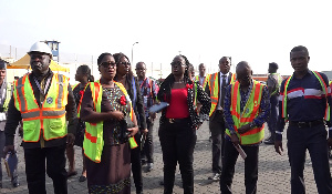 Director of Tema Port, Sandra Opoku  with her staff