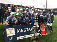 Mensah and Annan celebrating title with team members