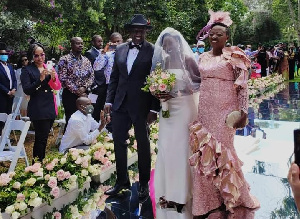 Ruto and wife with daughter June during her wedding ceremony