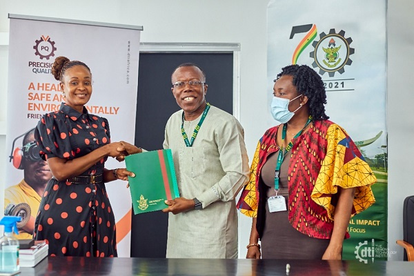 Ms Swaniker, CEO of DTI and Prof Elis, Pro VC of KNUST exchange MoU