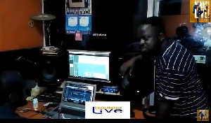 Ofori Amponsah spotted at a studio recording a gospel song