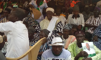 Inchanbo-bor Cheek Binalibemi [with white headgear] paramount chief of Saboba