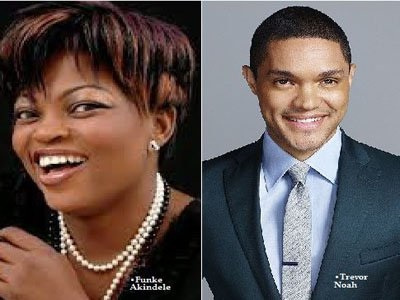 Funke Akindele and Trevor Noah