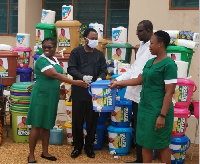 Mr. Wonder Victor Kutor donating some relief items health facilities in Anlo