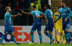 Theo Walcott scored twice as a much-changed Arsenal beat Bate Borisov