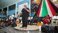 John Mahama addressing the delegates and party faithfuls in the Ablekuma constituency