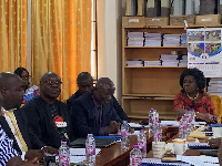 Cecilia Abena Dapaah in a meeting with some water management members