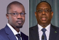 Combination photo of Sonko (l) and Senegal president Macky Sall