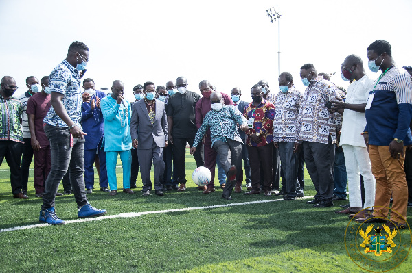 A photo of President Akufo-Addo on the pitch