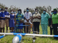 Branded school bags, exercise books, math sets, pens were delivered using drone technology