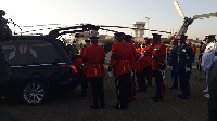 The casket carrying the remains of former President Daniel Moi at the Wilson Airport