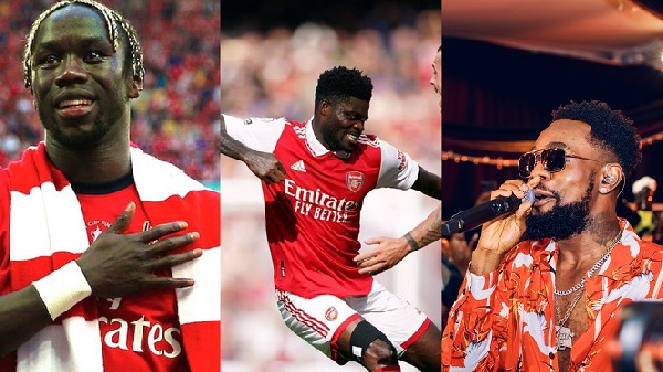 A photo of Bacary Sagna, Thomas Partey and Patoranking