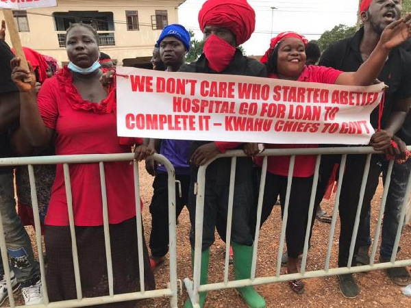 Residents earlier protested the delay in construction of the hospital