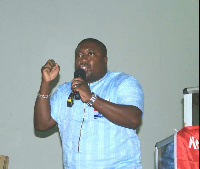 Nana Boakye addressing a gathering of nursing and teaching trainees