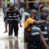 Police officer carried adults and children through the floods