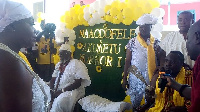 Naa Odofeley Akumetu Wornor I (left) being inducted