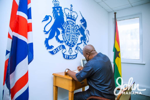 John Mahama signed a book of condolence in honour of the late Prince Philip