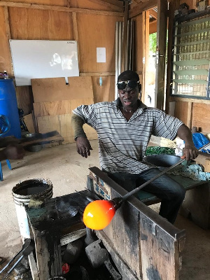 Michael Tetteh is a professional glassblower