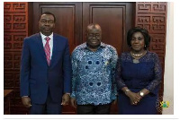 President of International Civil Aviation Organisation, Dr Olumuyiwa  Aliu with Akudo-Addo