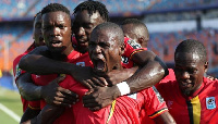 Kaddu celebrates after scoring Uganda's first goal