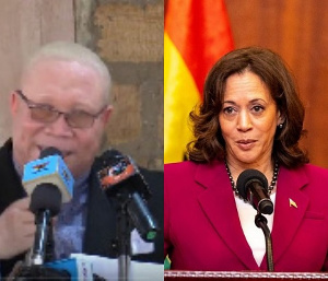 Moses Foh-Amoaning (left), Kamala Harris (right)