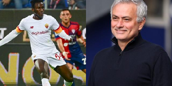 Felix Afena-Gyan and AS Roma coach, Jose Mourinho