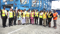 Minister of Transport & deputies (middle) with some management staff of GPHA and MPs