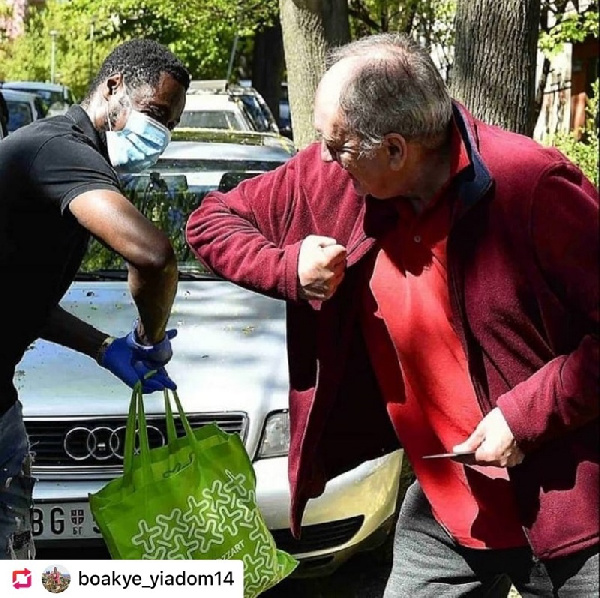 Boakye-Yiadom donating to a fan