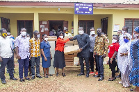 The kind hearted legislator donated these equipment ; laptops(2), Desktops Computers (3) etc