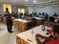 The Regional Labour Office , Mr  Abdulai Salifu, facilitating 'the  Zero Violence project forum'