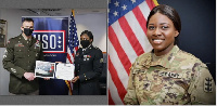 Sergeant Mary Ehiarinmwain (Right) receiving her award