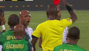 Dede Ayew Being Shown The Red Card