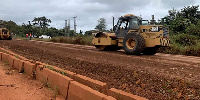 Road construction on-going in front of the school