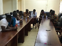 President of NUGS, Tinkaro Asare Osei (second left) in a meeting with UEW SRC