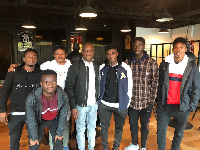 Kwesi Appiah with some of the students