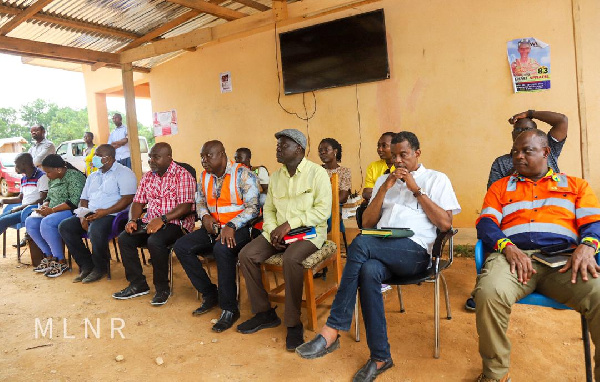 Benito Owusu-Bio interacting with the residents