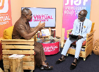 Ivan Quashigah [L] during the interview with Rev Albert Ocran [R]