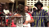 The two women hugging when they met at the election grounds