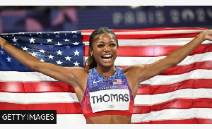 Gabby Thomas won three gold medals at the Paris Olympics