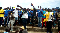 Supporters of the home side descended on referee Eshun after the final whistle