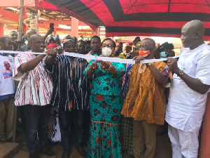 Mavis Hawa Koomson, MP for Awutu Senya  East commissioning a CHIPS Compound