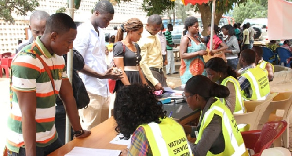 Some National Service Personnel undergoing registration